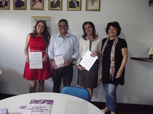 Prefeita Diane, Presidente da Amurc Lenildo Santana, Prefeita Sandra e a Secretária Executiva da SPM Rita de Souza. (Foto Ascom Amurc)