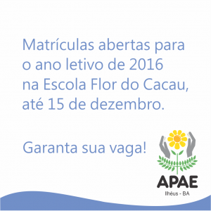 Matrículas abertas Escola Flor do Cacau