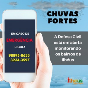 Defesa Civil de Ilhéus telefones de emergência