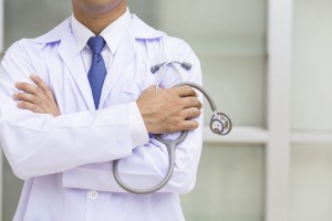 Doctor with stethoscope in a hospital