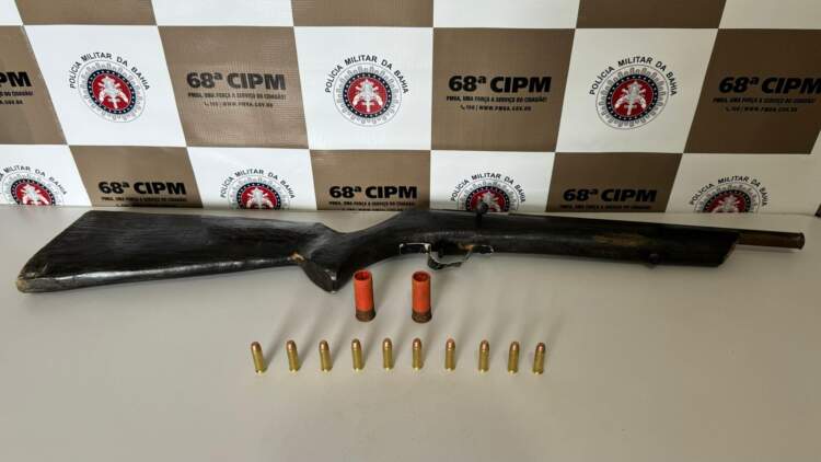 Policiais militares da 68ª CIPM apreendem arma de fogo e munição
